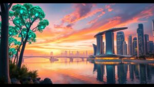Futuristic Harmony of Nature and Tech – free AI stock image