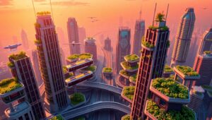 Futuristic Isometric Cityscape – free AI stock image