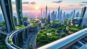 Futuristic Isometric Urban Landscape – free AI stock image
