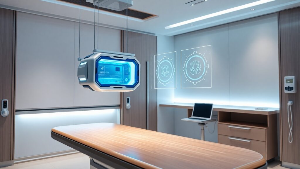 Futuristic Medical Device Interaction – free AI stock image