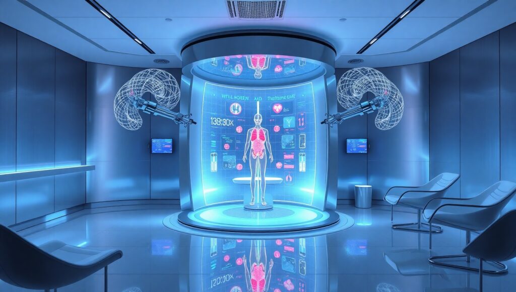 Futuristic Medical Diagnostics Booth – free AI stock image