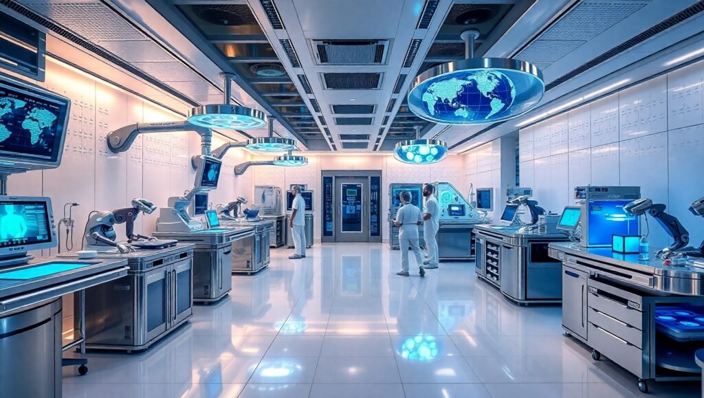 Futuristic Medical Lab Equipment Showcase – free AI stock image