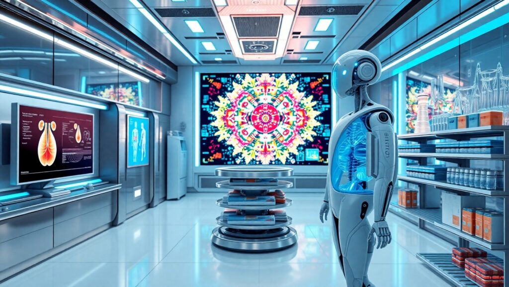 Futuristic Medical Lab Scene – free AI stock image