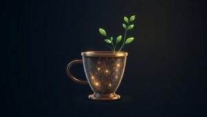 Futuristic Nature Coffee Shop Logo – free AI stock image
