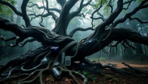 Futuristic Nature Fusion 9NG – free AI stock image