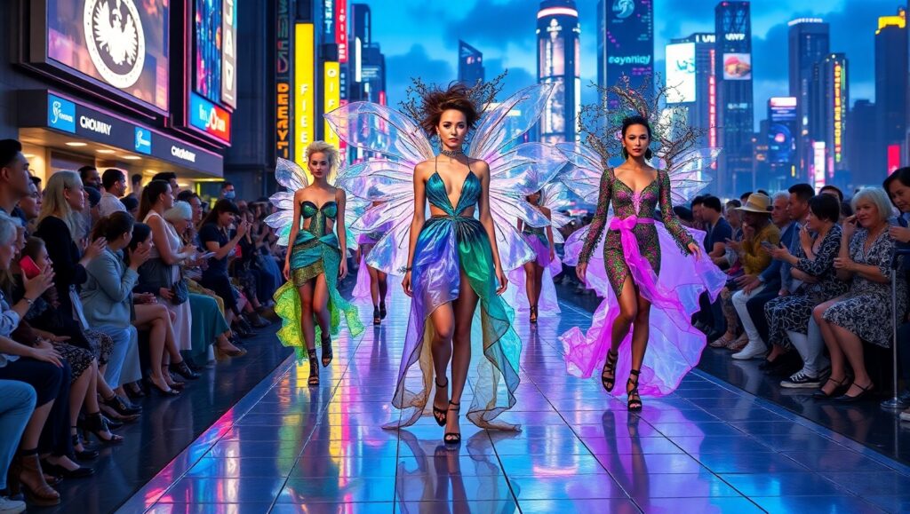 Futuristic Neon Runway Fashion Show – free AI stock image