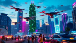Futuristic Robotics in Urban Landscapes – free AI stock image