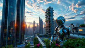 Futuristic Robotics in Urban Nature – free AI stock image