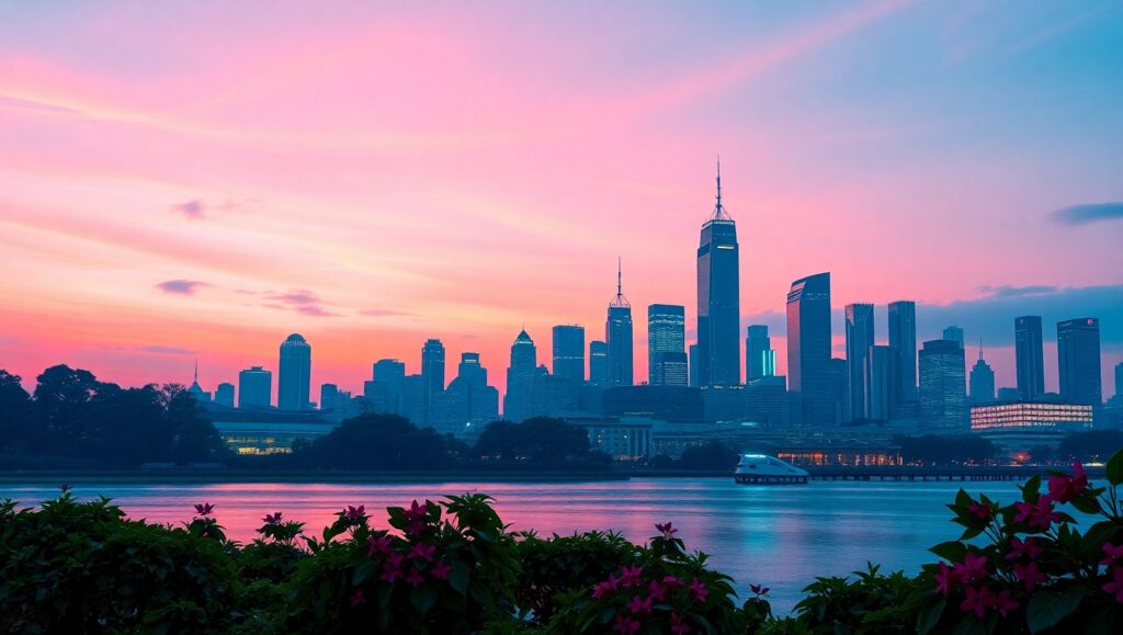 Futuristic Skyline at – free AI stock image