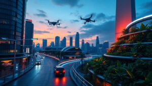 Futuristic Smart City at Night – free AI stock image