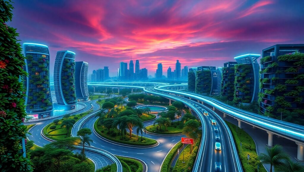 Futuristic Smart City Integration – free AI stock image