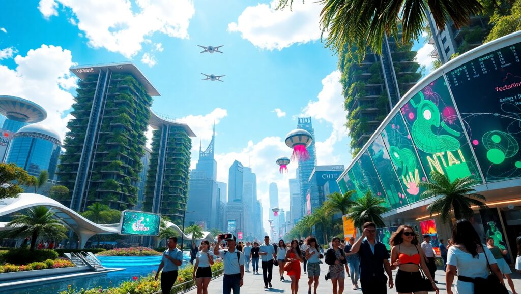 Futuristic Smart City Landscape – free AI stock image