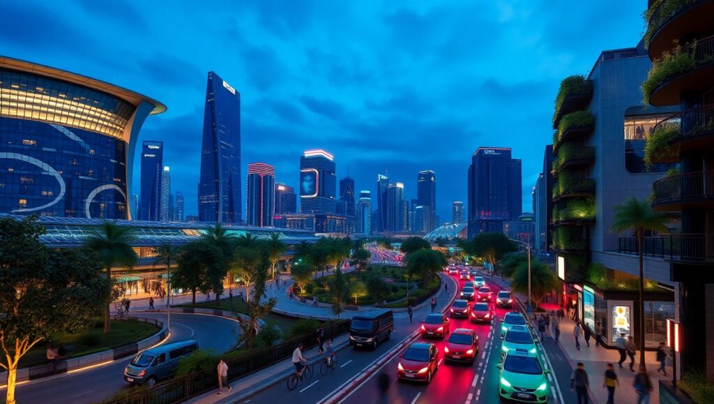 Futuristic Smart City Landscape OX5 – free AI stock image
