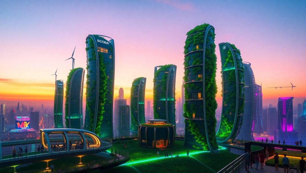 Futuristic Smart City Landscape Tsk – free AI stock image