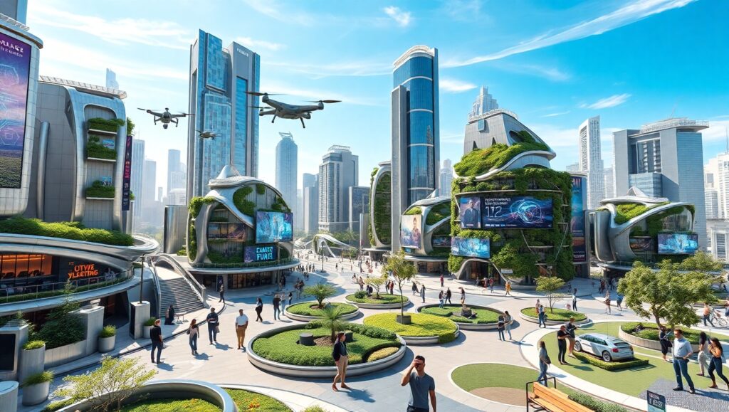 Futuristic Smart City Landscape zck – free AI stock image