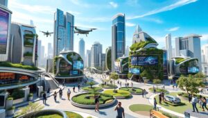 Futuristic Smart City Landscape zck – free AI stock image