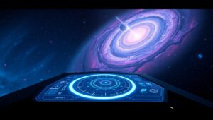 Futuristic Spaceship Control Interface – free AI stock image