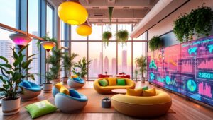 Futuristic Startup Collaboration Space DVP – free AI stock image
