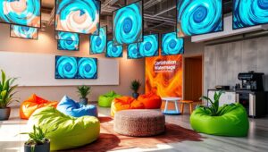 Futuristic Startup Hub Design – free AI stock image