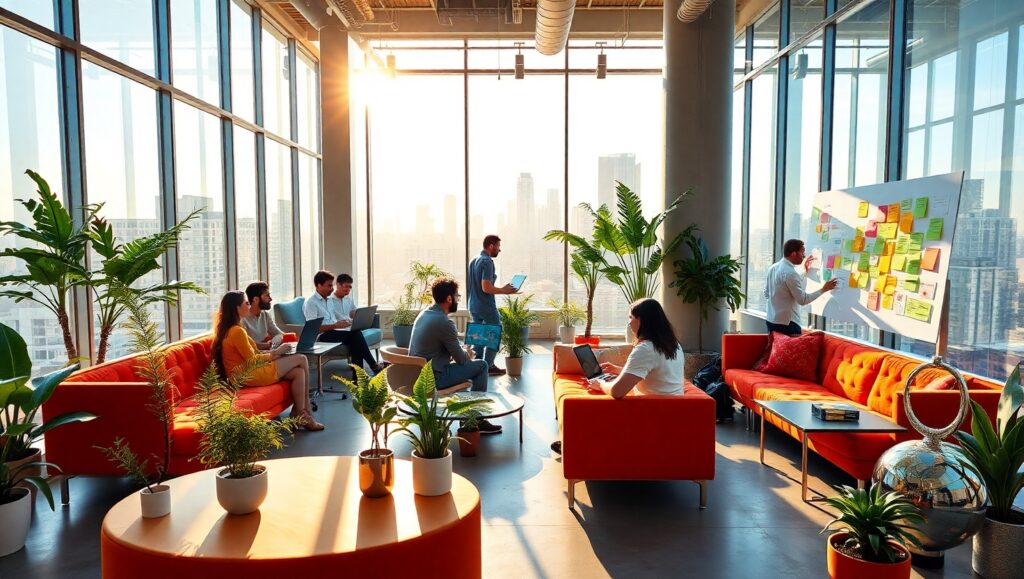 Futuristic Startup Workspace Vibes – free AI stock image