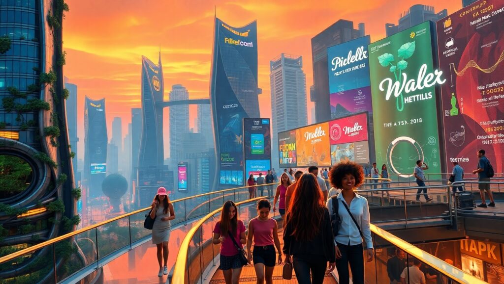 Futuristic Sunset Cityscape mPj – free AI stock image