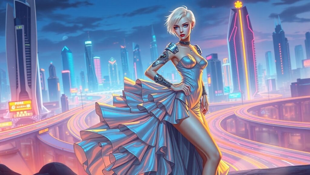 Futuristic Urban Fashion Illustration – free AI stock image