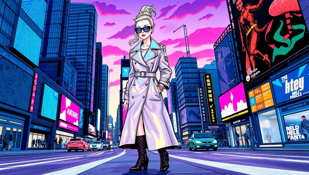 Futuristic Urban Fashion Showcase – free AI stock image
