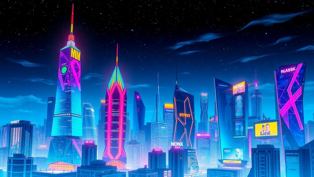 Futuristic Urban Geometry at Night – free AI stock image