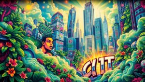Futuristic Urban Graffiti Dreamscape – free AI stock image