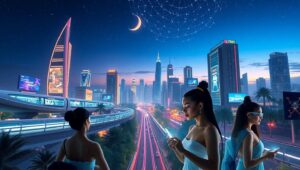 Futuristic Urban Landscape with AI – free AI stock image