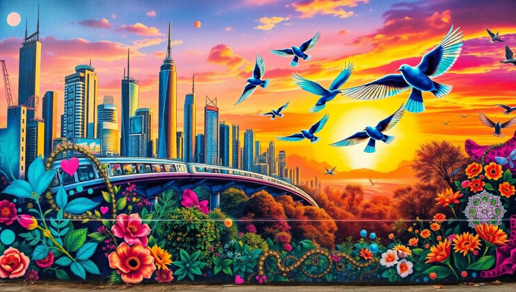 Futuristic Urban Nature Fusion DvD – free AI stock image