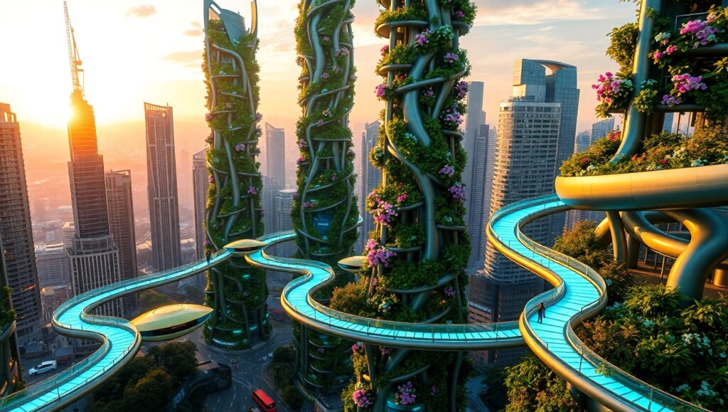 Futuristic Urban Oasis at – free AI stock image