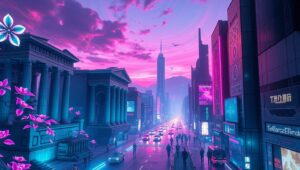 Futuristic Urban Ruins in – free AI stock image