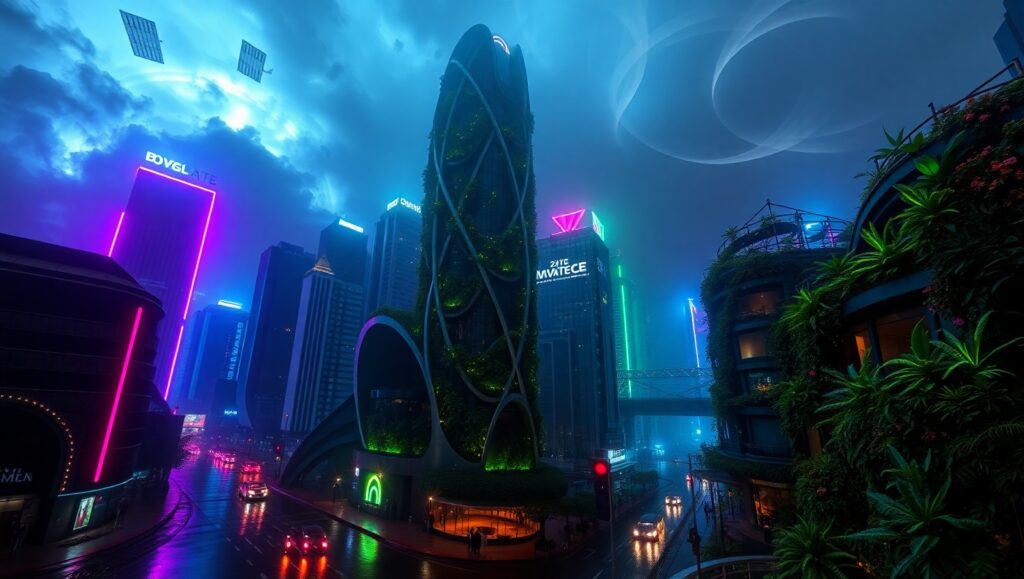 Futuristic Urban Skyline at Bir – free AI stock image