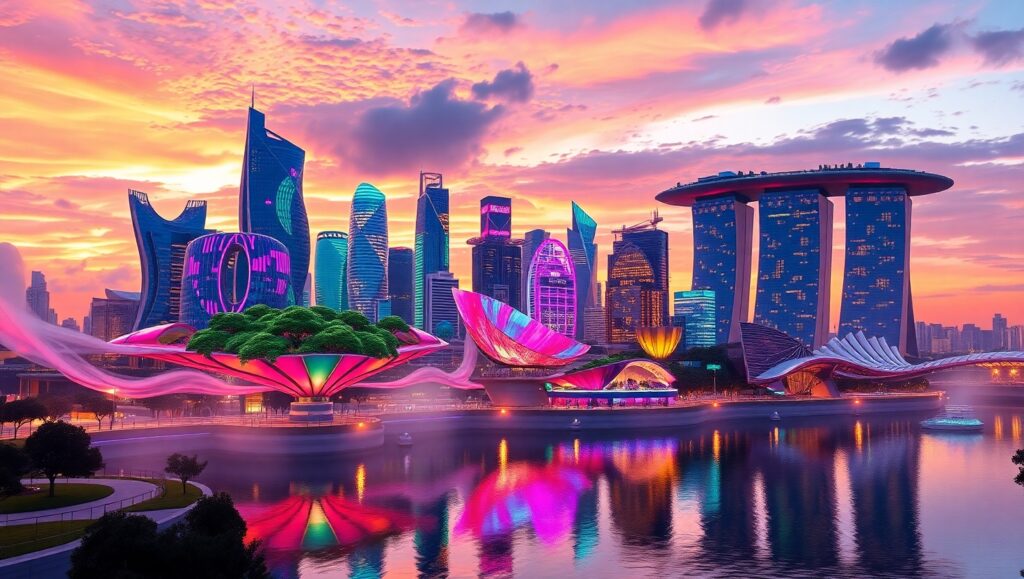 Futuristic Urban Skyline at Dusk cQN – free AI stock image