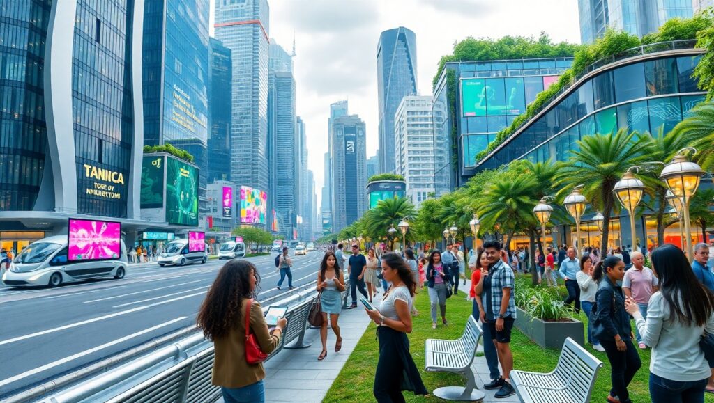 Futuristic Urban Smart City Scene – free AI stock image