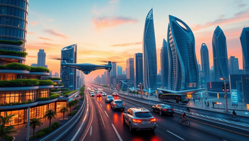 Futuristic Vision of a Smart City – free AI stock image