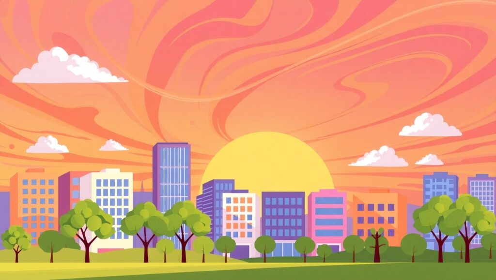 Geometric City at Sunset 6PZ – free AI stock image