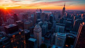 Geometric City at Twilight – free AI stock image