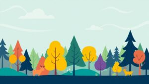 Geometric Forest with Abstract Creatures – free AI stock image