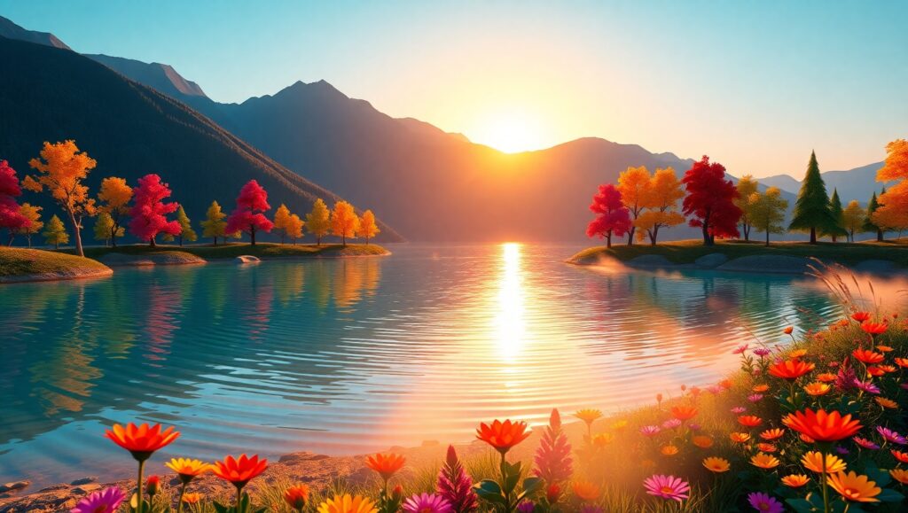 Geometric Serenity at Dusk – free AI stock image