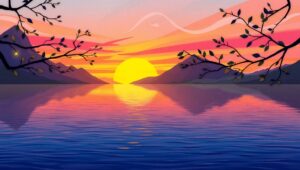 Geometric Serenity at Sunset – free AI stock image