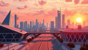 Geometric Serenity in Urban Landscape – free AI stock image