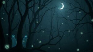 Ghostly Echoes in a Haunted Forest – free AI stock image