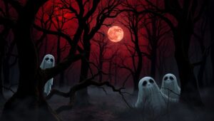 Ghosts in the Crimson Night – free AI stock image