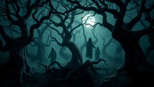 Ghosts of the Midnight Forest – free AI stock image