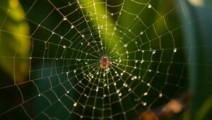 Glistening Dew on Spider – free AI stock image