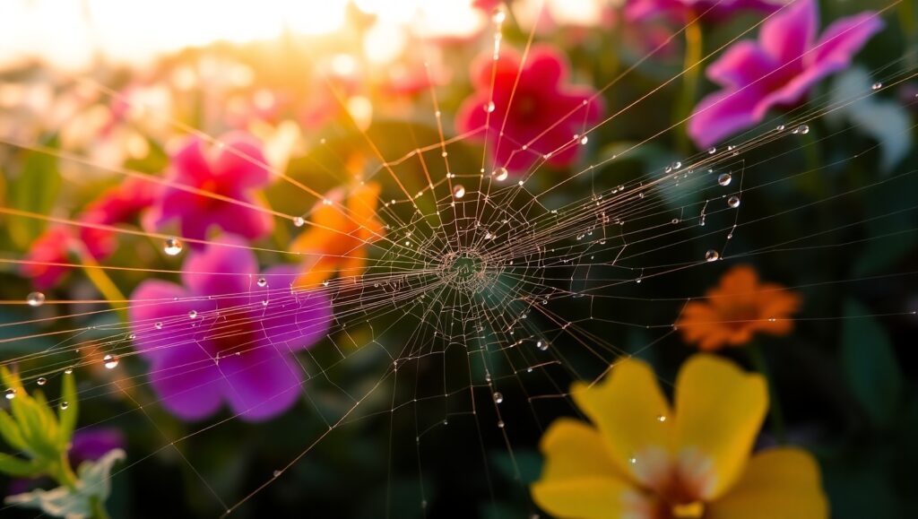 Glistening Spider Silk in Nature – free AI stock image