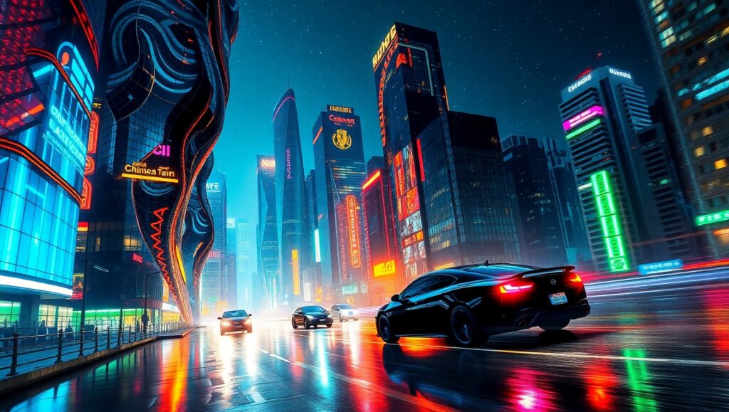 Glitched Metropolis of Tomorrow – free AI stock image