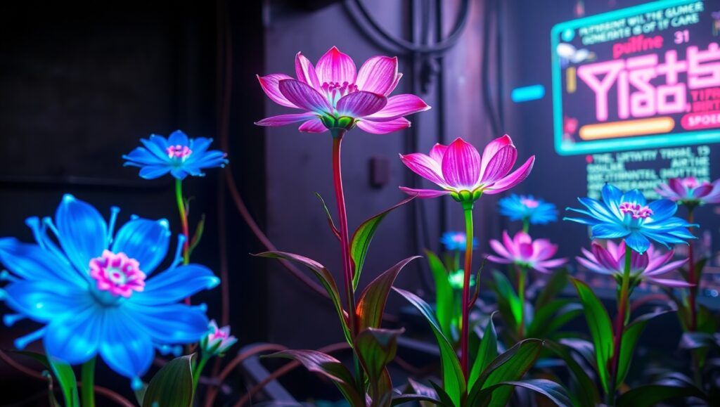 Glitched Nature’s Digital Garden – free AI stock image